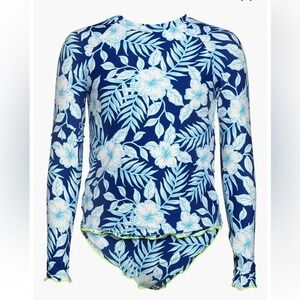 Hobie Girls Floral Rash Guard Bikini Set Size 16 NWT